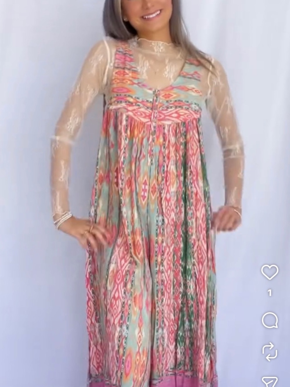 easel Multicolor Boho romper - Pink & Mint